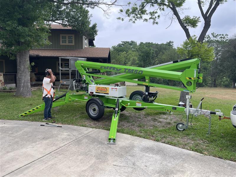 NiftyLift TM50HDE 50’ Tow-Behind Manlift — Diesel or Battery Powered 