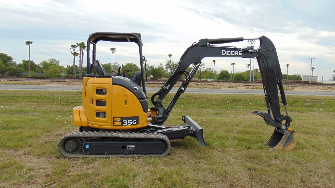 John Deere 35G w/ Thumb 24HP Compact Excavator with Hydraulic Thumb — 10’2” Max Reach, 8’ Dig Depth — Open Cab