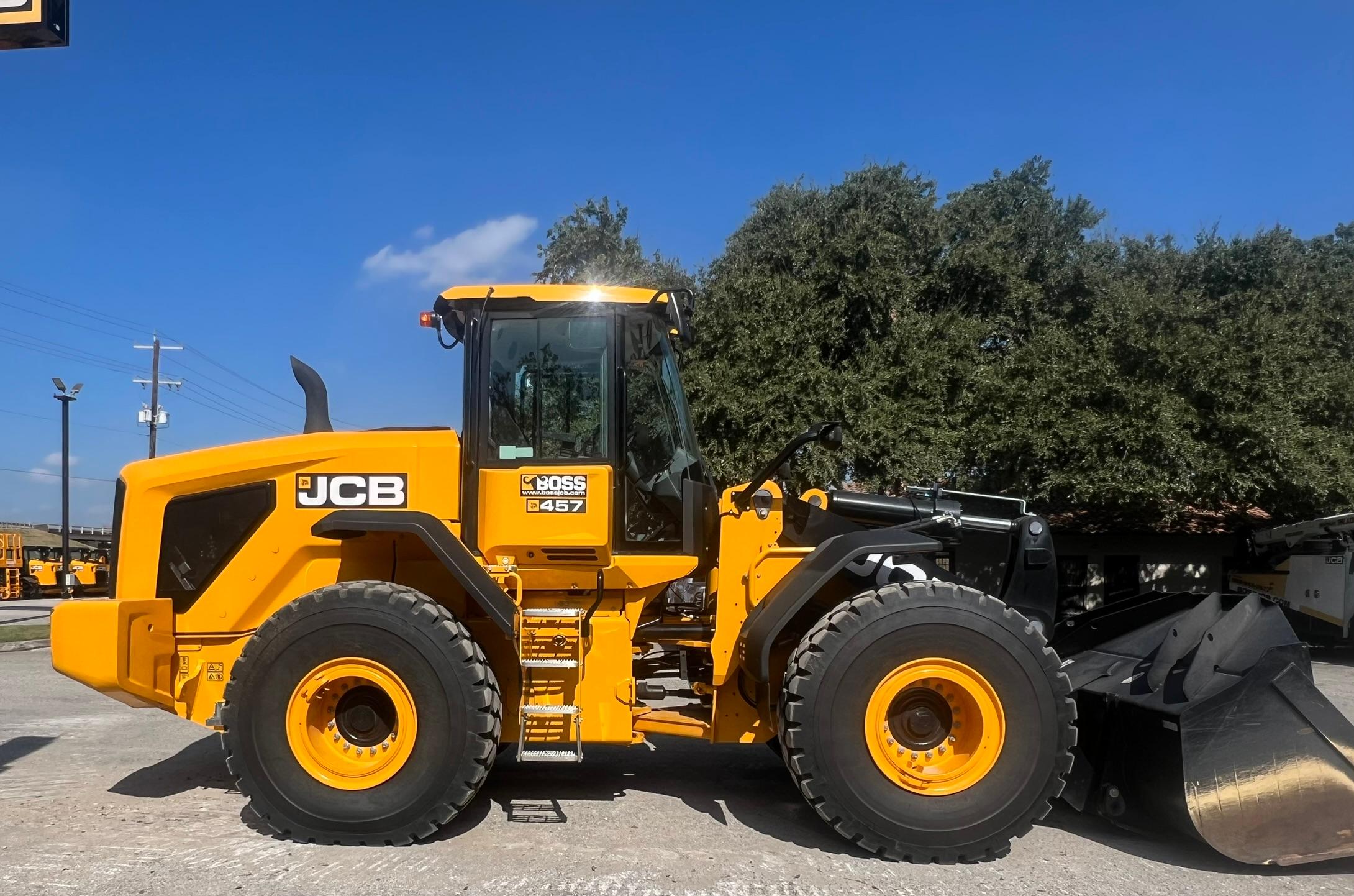 2024 JCB 457 282HP Wheel Loader with Quick Attach — 4.6 Cubic Yard Bucket, 47,357LB Operating Weight, 15,360LB Max Payload